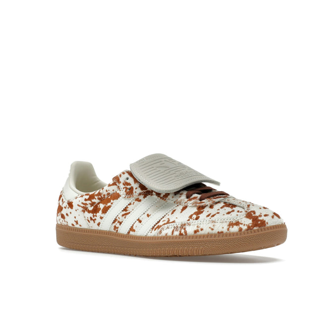 Adidas Samba LT Cow Print Brown White JS3931, trois-quarts avant extérieur
