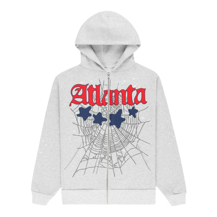 Sp5der Atlanta Full Zip Hoodie Heather Grey SX-SP5DER-SP5DER-ATLANTA-FULL-ZIP-HOODIE-HEATHER-GREY, vue principale