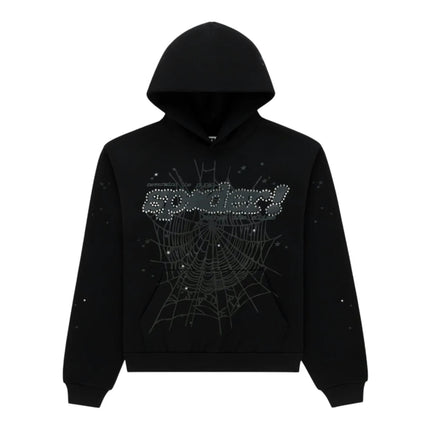 Sp5der Rhinestone Punk V2 Hoodie Black SX-SP5DER-SP5DER-RHINESTONE-PUNK-V2-HOODIE-BLACK, vue principale