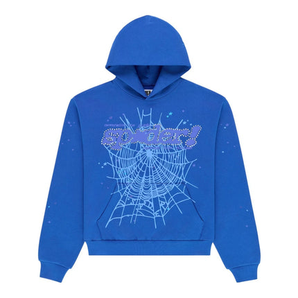 Sp5der Rhinestone Punk V2 Hoodie Blue SX-SP5DER-SP5DER-RHINESTONE-PUNK-V2-HOODIE-BLUE, vue principale